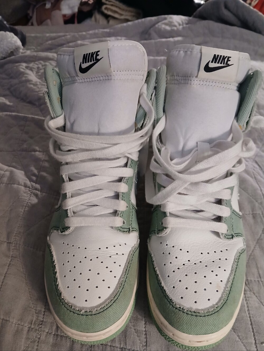 Nike High-Top Sneakers in White & Mint